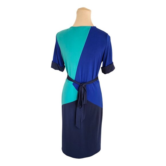 BCBGMaxazria Blue Aqua Short Sleeve Wrap Dress Sz S - Picture 5 of 8
